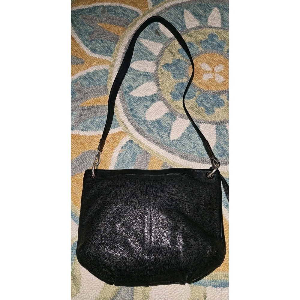 BRIGHTON Vintage Black& BROWN Leather Croc Embossed Handbag - Picture 2 of 5